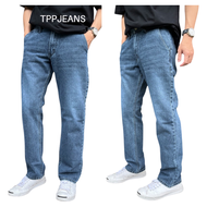 TPPJEANS MD1 Slim-Fit Denim กางเกงยีนส์ชาย ทรงกระบอกเล็ก สียีนส์ฟอก เป้าซิป กระเป๋าเฉียง ยีนส์ฟอกนิ่