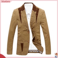   Men Blazer Color Block Single Breasted Autumn Winter Slim Pockets Suit Coat for Office