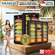 Yangzi Commercial Glass Door Fridge 350L 800L 1200L (10 Year Warranty) Fruit Vegetable Showcase Air 