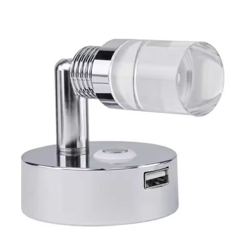 12V RV Spotlight Touch Switch Dimmable USB Bedside Reading Light Crystal LED Light for Reading, Boat