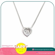 Kalung + Liontin Berlian Emas Putih Model Love Dancing Stone Solitair