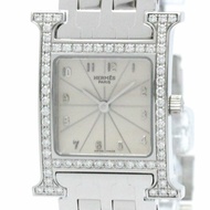 拋光 HERMES H 手錶鑽石鋼石英女士手錶 HH1.230 BF572223