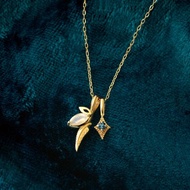 10K 月光石 x 倫敦藍托帕石 項鍊 【Flutter】 (黃金)