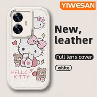 YIWESAN เคสสำหรับ Realme C55 Realme NarzoN55การ์ตูนลายหมี Hello Kitty ดีไซน์ใหม่บางนุ่มหนังซิลิกาเคส