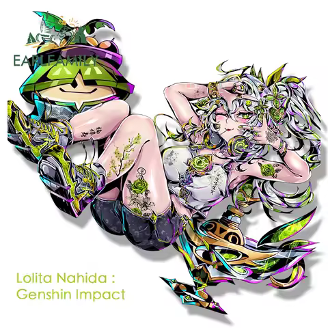 EARLFAMILY Loli Nahida Fanart Car Sticker Anime Genshin Impact Waifu Ahegao Decal JDM Cartoon Peeker