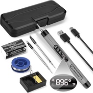 無線充電式數顯電烙鐵 – 灰色 8w Wireless Soldering Iron 8W - Grey  迷你無線電烙鐵套裝 焊錫槍 無線辣雞 USB可充電可擕式無線焊鐵 帶液晶數位可調溫度恒溫焊槍