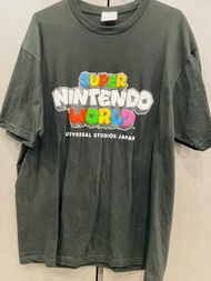 日本大阪環球影城限定 瑪利歐樂園logo黑色短袖T恤 短t 二手