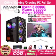 PC Set Gaming Desktop Computer Set Ryzen 5 5600G Ryzen 3 3200G With 8G/16G Memory 60G 120G 240G ssd 500g 1T hdd DIY Desktop computer with RGB LED fans PUBG LOL GAT5