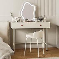JIAOCKJIAO Modern Vanity Desk, Metal Makeup Vanity, Vanity Table with 2 Drawers, Dressing Table with