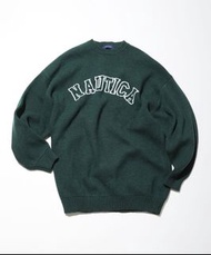 【吉米.tw】日本代購 NAUTICA 綠色 LOGO素色毛衣 長袖 男女款 Dec+