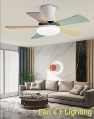 Fan s+Lighting —七彩五葉吸頂風扇燈(包送包安裝)