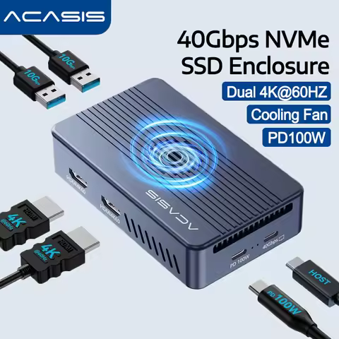 Acasis 40Gbps M.2 NVMe SSD Enclosure 7 in 1 USB C Dock Station USB C 3.1 PD 100W 8K 60HZ with Coolin