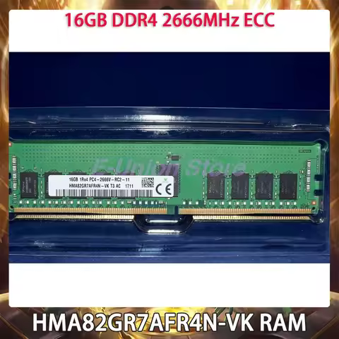 1 Pcs RAM 16GB DDR4 2666MHz ECC 1RX4 PC4-2666V HMA82GR7AFR4N-VK Server Memory