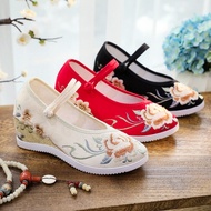 6p GC029 floral embroidered lace-up wedge shoes