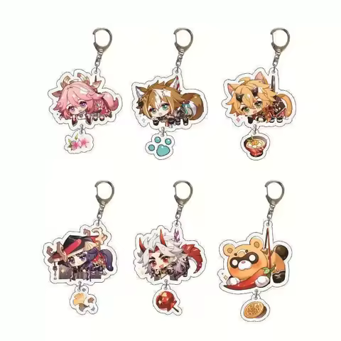 Game Genshin Impact Arataki Itto Gorou Yae Miko Raiden Shogun Cosplay Costume Keychain Acrylic Key C
