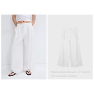 STRADIVARIUS High Waist Pants WIDE-LEG Style RUSTIC TROUSERS WITH ADJUSTABLE BUTTONS (A1704)