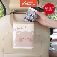 New Cute Cartoon Car Trash Bin, Car Seat Back Storage Bin, Leather Printed Car Hanging Storage Box. 