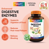 Holistic Way Enhanced Digestive Enzymes - 60 Vegetarian Capsules (New & Improved Formula - Relieves 