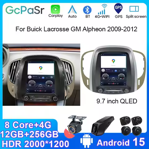 Android 15 For Buick Lacrosse GM Alpheon 2009-2012 Car Radio Stereo QLED DSP Carplay GPS Navigation 
