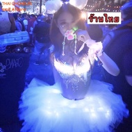 Pink Flower Party Set tutu Bra LED มีไฟ
