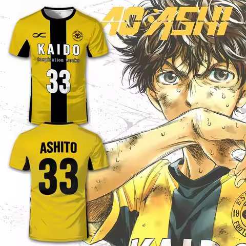 Japanese Anime Ao Ashi Cosplay Jersey Outdoor Sports Breathable Football T-Shirt Ashito Men's Street