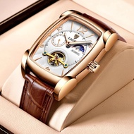 LIGE Luxury Mens นาฬิกานาฬิกาข้อมือผู้ชายผู้ชาย Tourbillon นาฬิกาของแท้กันน้ำหนังนาฬิกากลไก