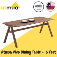Atmua Furniture Vivo Dining Table - 6 Feet 8 Seater Table Full Solid Rubber Wood Modern Dining Table