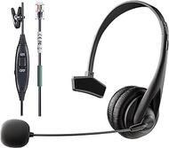 Voistek RJ9 Telephone Headset with Microphone Noise Cancelling Corded Call Center Phone Headset for Office Landline Avaya 1408 9508 Polycom VVX310 500 Aastra 6753i AudioCodes Mitel 5210 Fanvil Nortel