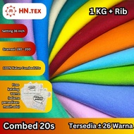Kain Cotton Combed 20s Bahan Kaos 1 Kg + Rib