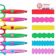UECECY 1/6PCS Lace Scissors, Small Round Head Wavy Pattern Art Safety Scissors, Minimalistic Station