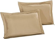 GrandLinen King Size Solid Taupe Pillow Shams 1500 Thread Count Egyptian Quality 2 Piece Set, Silky Soft &amp; Wrinkle Free