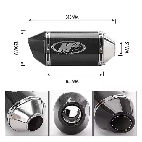 51MM Universal Carbon Fiber Motorcycle M4 Exhaust Muffler For MT09/07 Z800 R1 R6 GSXR1000 ZX6R ZX10R