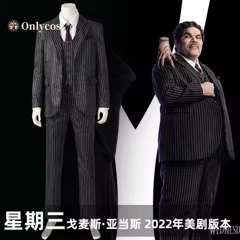 Movie Wednesday Gomez Addams Cosplay Costume College Uniform Halloween Party Role Play Outfit Men On