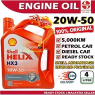 ￼S2U Original Shell Helix HX3 Engine Oil 20W50 4Liter For Proton Perodua Honda Toyota Minyak Hitam K