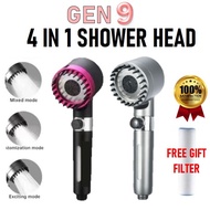 【4IN1 MODE】 9TH generation Germany 4In1 High Pressure Shower With Filter Pressurized HandShower Head