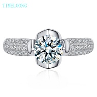 1CT 6.5 MM Real Moissanite 3EX VVS1 D Color Round Cut Diamond Elegant Ring 925 Sterling Silver Jewel