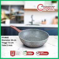 Cypruz wok pan marble 26 cm FP-0642 fry wok non-stick frying pan