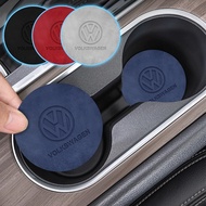 2pcs Car Logo Cup Mat 4 Colors Suede Car Water Cup Coaster for VW Volkswagen Jetta MK5 Golf Passat 3B7 601 171