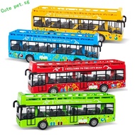 FUZOU Double Decker Bus, 4 Wheels Exquisite Simulate Car Model, Educational Toys ABS Alloy Bus Toy Model Birthday Gift
