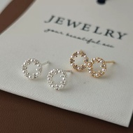 LAROSABYH Feminine small round earrings with sparkling beads [BT313]