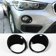 2Pcs Glossy Black Car Front Fog Light Lamp Cover Trim for X1 F48 2016-2019
