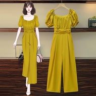 Plus size women's 2021 summer new Korean style temperament jumpsuit women's thin high-waist jumpsuit wide-leg pants suit