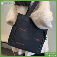 MELENE Canvas Shoulder Bag, Canvas Square Shape Student Book Bag,  Large Capacity Student Bag
