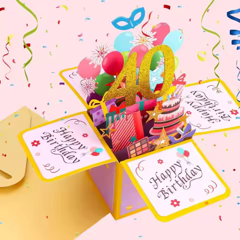 Happy Birthday Greeting Card With Envelope 3D Gift Box 18th/30th/40th50th/60th Years Old Birthday Wi