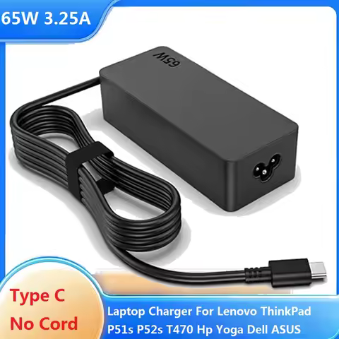 65W 20V 3.25A USB C Laptop Charger For DELL Lenovo ThinkPad Hp Chromebook Yoga Huawei Xiaomi ASUS Ca