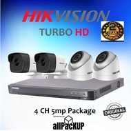 HIKVISION TVI CCTV HD 5MP 4CH PACKAGES (DVR 4CH 5MP X1/BULLET 5MP X2/ DOME 5MP X2)