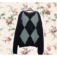 ARGYLE KNITTED CARDIGAN SWEATER TOP KETUPAT