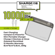 Sharge Flow 10000mAh 20W Portable Charger Fast Charging Mini Power Bank Credit Card Sized Powerbank