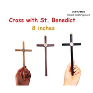 Cross with Saint Benedict 8 inches Exorcism Cross Hand Cross Catholic Prayer