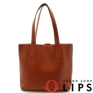 愛馬仕 Double Sens 28 Taurillon Clemence 皮革女士手提包，橙色/ブラウン[二手]